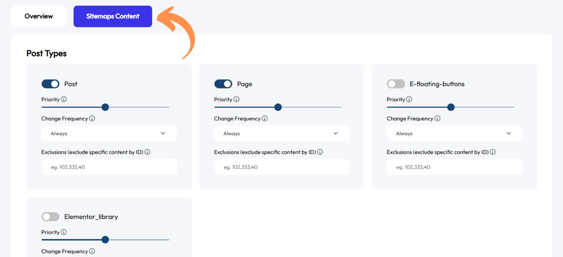 Sitemaps content